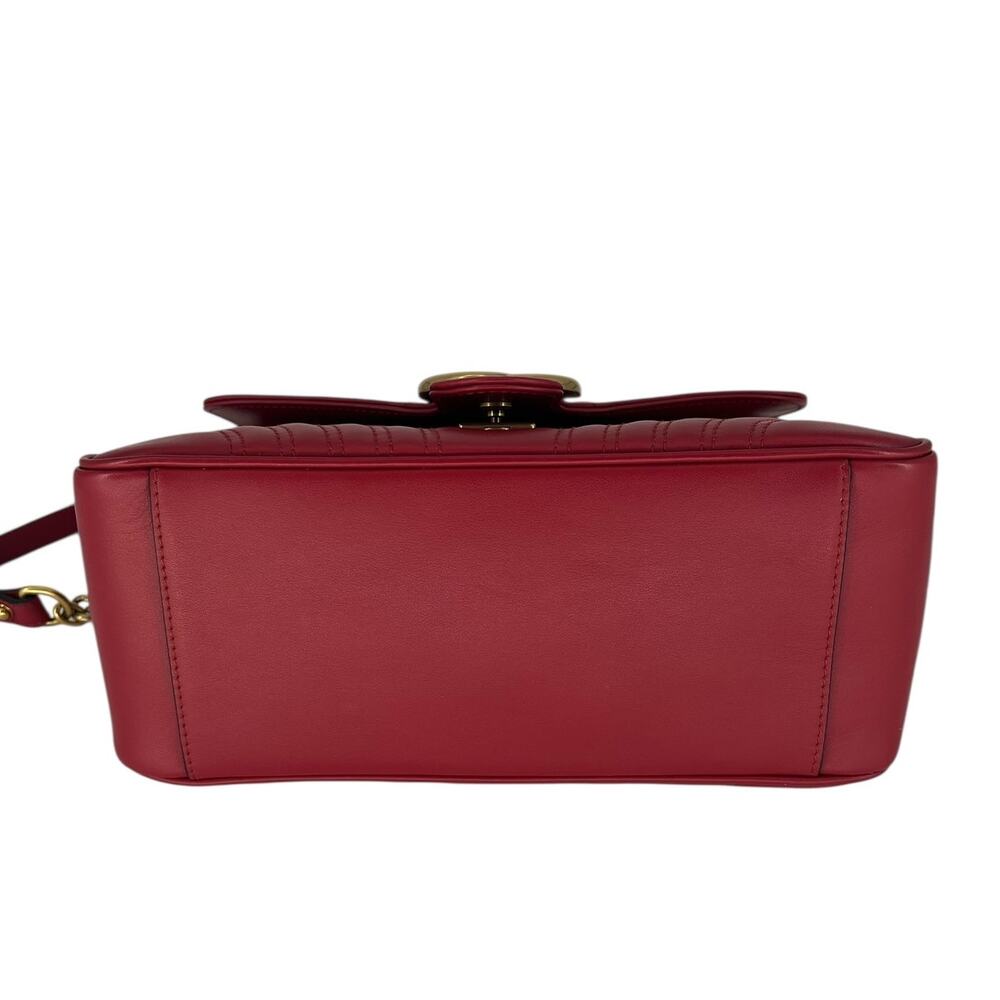 Gucci GG Marmont Small Matelasse Leather Top Handle Bag Hibiscus Red - Picture 11 of 16